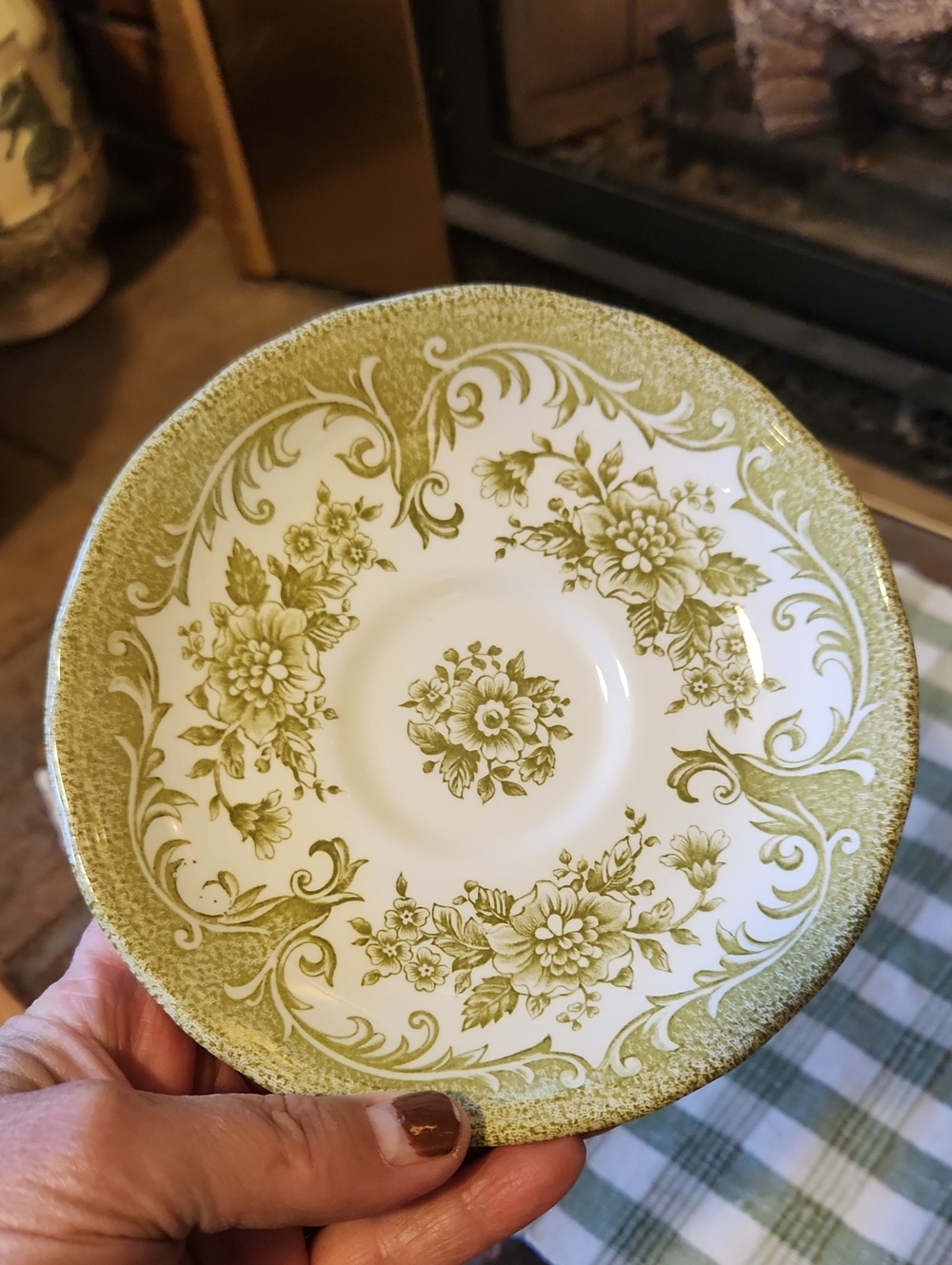 Royal Staffordshire Teacup Saucers Avondale By J&G Meakin England Vintage Sage - Picture 2 of 5
